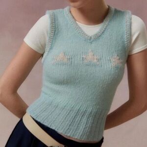 Kimchi Blue Urban Outfitters Womn S Jones Star Sparkly Printed Sweater Vest NWOT